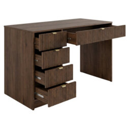 Desk Computer Workstation Tireno Okapi Walnut Laminated Wood Mdf Grooved Drawer Fronts Modern Home Office Study Writing Table - thumbnail 3