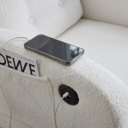 Abrihome White Boucle Rocking Chair 66.5X121.5X102Cm With Usb Port, Adjustable Footrest, Glider Armchair With Side Pocket For Nursery - thumbnail 9