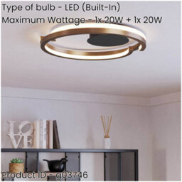 Loops Stylish Modern Bronze And Black Led Ceiling Light For Indoor Spaces - thumbnail 2
