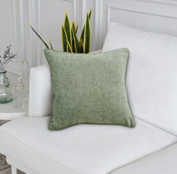 Sundour Amberley - Thermal Interlined Chenille Curtains - Eyelet - 100% Polyester (Sage, Cushion Cover 18'' X 18'' (Single))