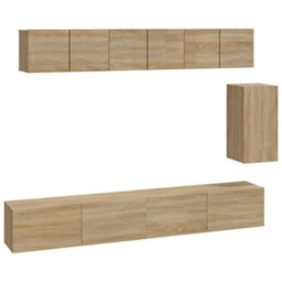 Berkfield 6 Piece Tv Cabinet Set Sonoma Oak Engineered Wood - thumbnail 2