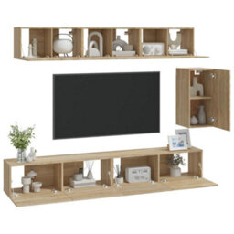 Berkfield 6 Piece Tv Cabinet Set Sonoma Oak Engineered Wood - thumbnail 3