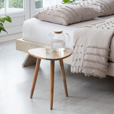 MH London Tora Triangle Solid Wood Side Table Living Room Side Table Bedside Natural Wooden End Table - image 1