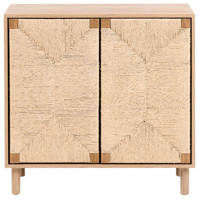 Wyld And Coco Bohonest 2-Door Sideboard 80Cm Light Brown With Paper Rope Front - image 1