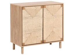Wyld And Coco Bohonest 2-Door Sideboard 80Cm Light Brown With Paper Rope Front - thumbnail 3