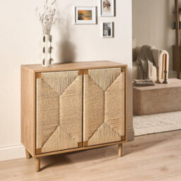 Wyld And Coco Bohonest 2-Door Sideboard 80Cm Light Brown With Paper Rope Front - thumbnail 2