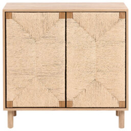 Wyld And Coco Bohonest 2-Door Sideboard 80Cm Light Brown With Paper Rope Front - thumbnail 1