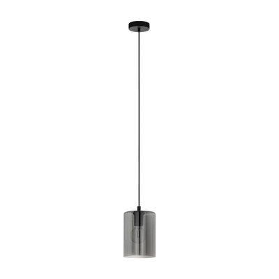 Stylish Black Pendant Ceiling Light With Smoked Glass Shade And E27 Bulb Holder - image 1
