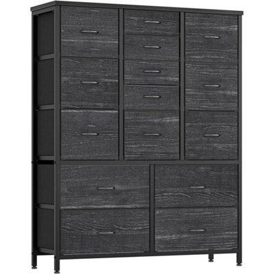 Charcoal Black Tall 15 Drawer Dresser Bedroom Storage Chest Organizer - image 1