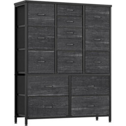 Charcoal Black Tall 15 Drawer Dresser Bedroom Storage Chest Organizer - thumbnail 1