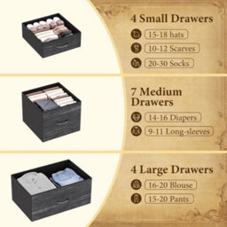 Charcoal Black Tall 15 Drawer Dresser Bedroom Storage Chest Organizer - thumbnail 3
