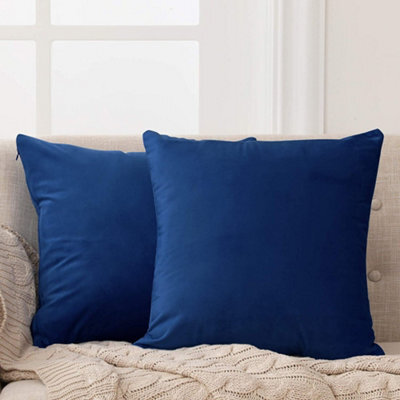 Deconovo Set Of 2 Velvet Cushion Covers Navy Blue 55 X 55 Cm Garden Cushion Cover - image 1