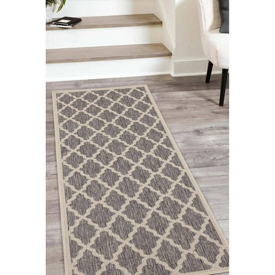 Melrose County Trellis Grey Patterned Indoor Non Slip Large Area Runner Rug 060/230Cm - image 1