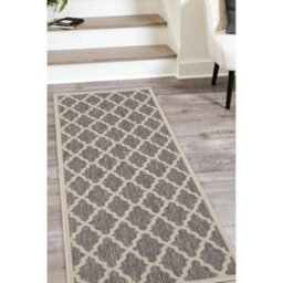 Melrose County Trellis Grey Patterned Indoor Non Slip Large Area Runner Rug 060/230Cm - thumbnail 1