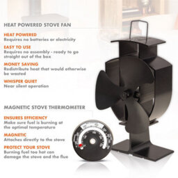 St Helens Home & Garden Prem-I-Air Heat Powered 3 Blade Stove Fan Thermometer.