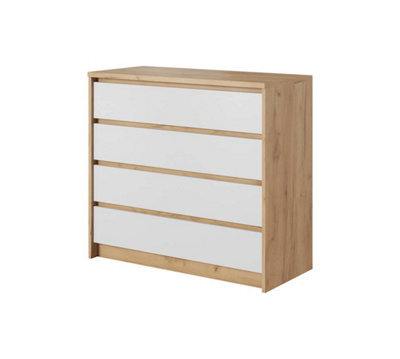 Arte Xelo Chest Of Drawers - Practical And Stylish Wooden Dresser With Storage (W)930mm (H)900mm (D)410mm - White & Oak Golden - image 1