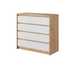 Arte Xelo Chest Of Drawers - Practical And Stylish Wooden Dresser With Storage (W)930mm (H)900mm (D)410mm - White & Oak Golden