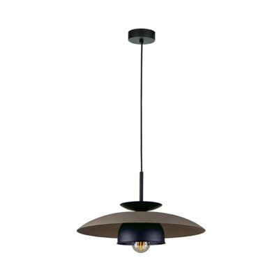 Luminosa Lighting Luminosa Zenya Dome Pendant Ceiling Light Brown, Black 1X E27 - image 1