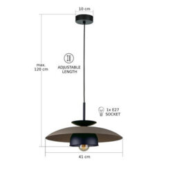 Luminosa Lighting Luminosa Zenya Dome Pendant Ceiling Light Brown, Black 1X E27 - thumbnail 4