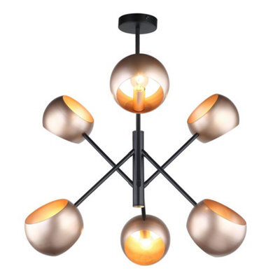 Luminosa Lighting Luminosa Modern Hanging Pendant Black, Gold 6 Light  With Zloty Shade, E14