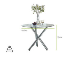 Furniturebox Selina 100Cm 2 4 Seater Round Glass Dining Table With Nested Starburst Square Silver Chrome Metal Legs - thumbnail 6