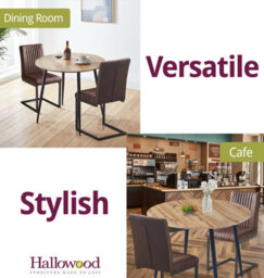 Hallowood Furniture Cullompton Small Round Dining Table 90Cm Oak Effect Top With 2 Brown Leather Effect Chairs - thumbnail 6