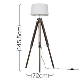 Valuelights Clipper Modern Distressed Wood And Silver Chrome Tripod Floor Lamp With White Shade - thumbnail 5