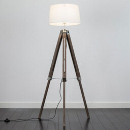 Valuelights Clipper Modern Distressed Wood And Silver Chrome Tripod Floor Lamp With White Shade - thumbnail 2