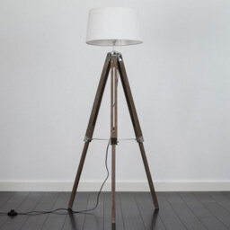 Valuelights Clipper Modern Distressed Wood And Silver Chrome Tripod Floor Lamp With White Shade - thumbnail 4