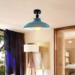 Modern Flush Mount Ceiling Lamp 32Cm Shade E27  Light Fitting For Bed Room, Kitchen, Living Room And Dining Room Cyan Blue - thumbnail 5