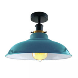 Modern Flush Mount Ceiling Lamp 32Cm Shade E27  Light Fitting For Bed Room, Kitchen, Living Room And Dining Room Cyan Blue