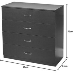 Contemporary Black Chest Of Drawers - 4 Drawer Design For Modern Bedrooms - thumbnail 2