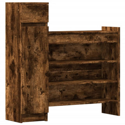 Berkfield Sturdy Shoe Cabinet Smoked Oak 100.5X28X100 Cm Engineered Wood