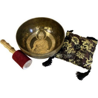 Brass Golden Buddha Tibetan Singing Bowl Set Calm & Meditation Gift