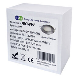 Long Life Lamps Company 4W Led Ceiling Downlight Brushed Chrome Recessed Adjustable Spot Light 3000K Warm White Dbcww - thumbnail 9