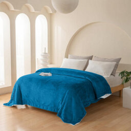 Ameha Sherpa Fleece Blanket Soft Thick Plush Warm & Reversible Throw Single Teal Size 130X150Cm - thumbnail 7
