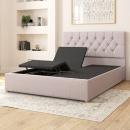 Aspire Olivier Electric Adjustable Bed Upholstered With Pocket Sprung Mattress Uk Made, Eire Linen Grey, Size Superking - thumbnail 4