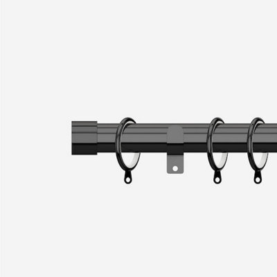 Black Nickel 28mm End Cap Fixed Length Metal Curtain Pole 60Cm - image 1