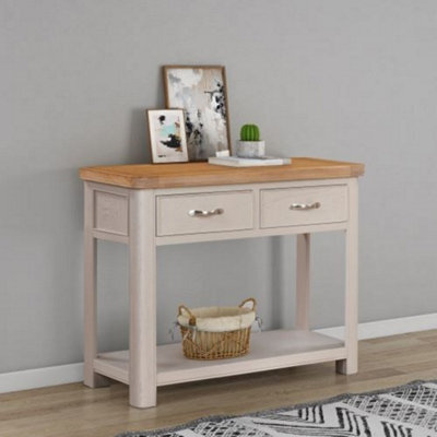 Buttercup Farm Bologna Painted Console Table With 2 Drawers - L42 X W100 X H80 Cm - Oak - image 1