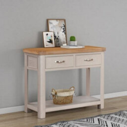 Buttercup Farm Bologna Painted Console Table With 2 Drawers - L42 X W100 X H80 Cm - Oak
