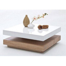 Furniture in Fashion Hugo Rotating Gloss Coffee Table In White And Oak Effect - thumbnail 2