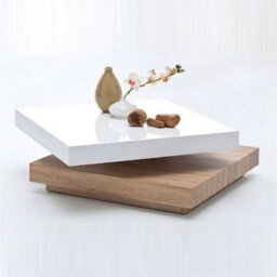 Furniture in Fashion Hugo Rotating Gloss Coffee Table In White And Oak Effect - thumbnail 3