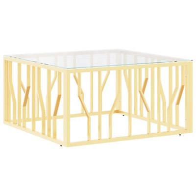 Berkfield Modern Coffee Table Gold 80X80X40 Cm Stainless Steel And Glass - image 1