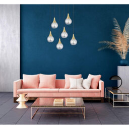 Luminosa Lighting Luminosa Lacrima Cluster Pendant Ceiling Light Black, Gold Transparent Glass Shade 6X E27 - thumbnail 3