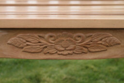 Garden Market Place Solid Teak 3 Seater Garden Bench With Two Flower And Leaf Carvings - thumbnail 5