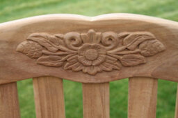 Garden Market Place Solid Teak 3 Seater Garden Bench With Two Flower And Leaf Carvings - thumbnail 4