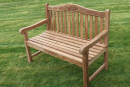 Garden Market Place Solid Teak 3 Seater Garden Bench With Two Flower And Leaf Carvings - thumbnail 3