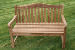 Garden Market Place Solid Teak 3 Seater Garden Bench With Two Flower And Leaf Carvings - thumbnail 2