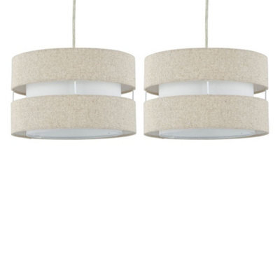 First Choice Lighting Set Of 2 Benni - Natural Linen 26Cm Pendant Shades - image 1