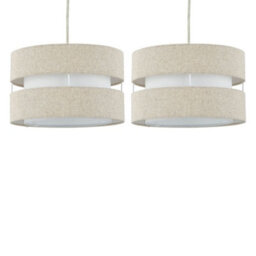 First Choice Lighting Set Of 2 Benni - Natural Linen 26Cm Pendant Shades - thumbnail 1